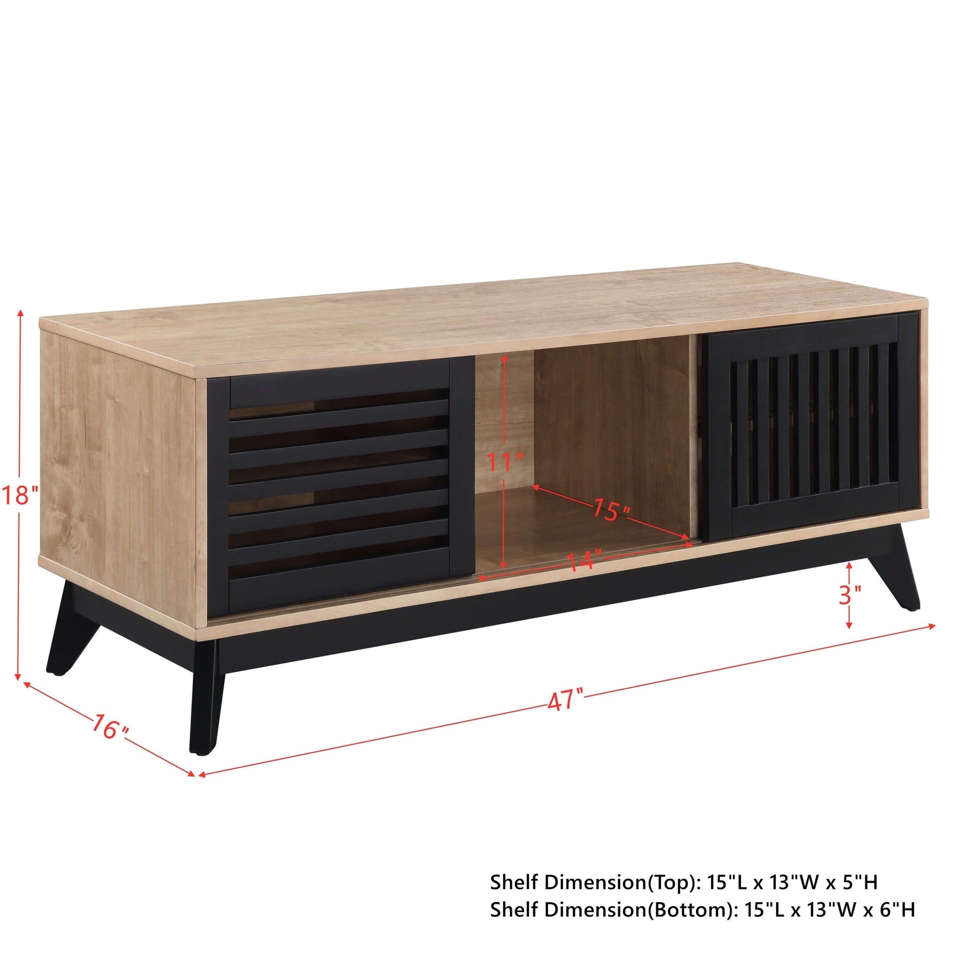 Gamaliel Solid Wood TV Stand Console, Oak & Espresso Finish 47" - Revel Sofa 