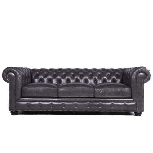 Classic Chesterfield Tufted Leather Nailhead Sofa 95 (5 Colors)