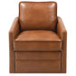 Rocha MCM Square Arm Accent Swivel Chair, Brown or Black Leather Aire - Revel Sofa 