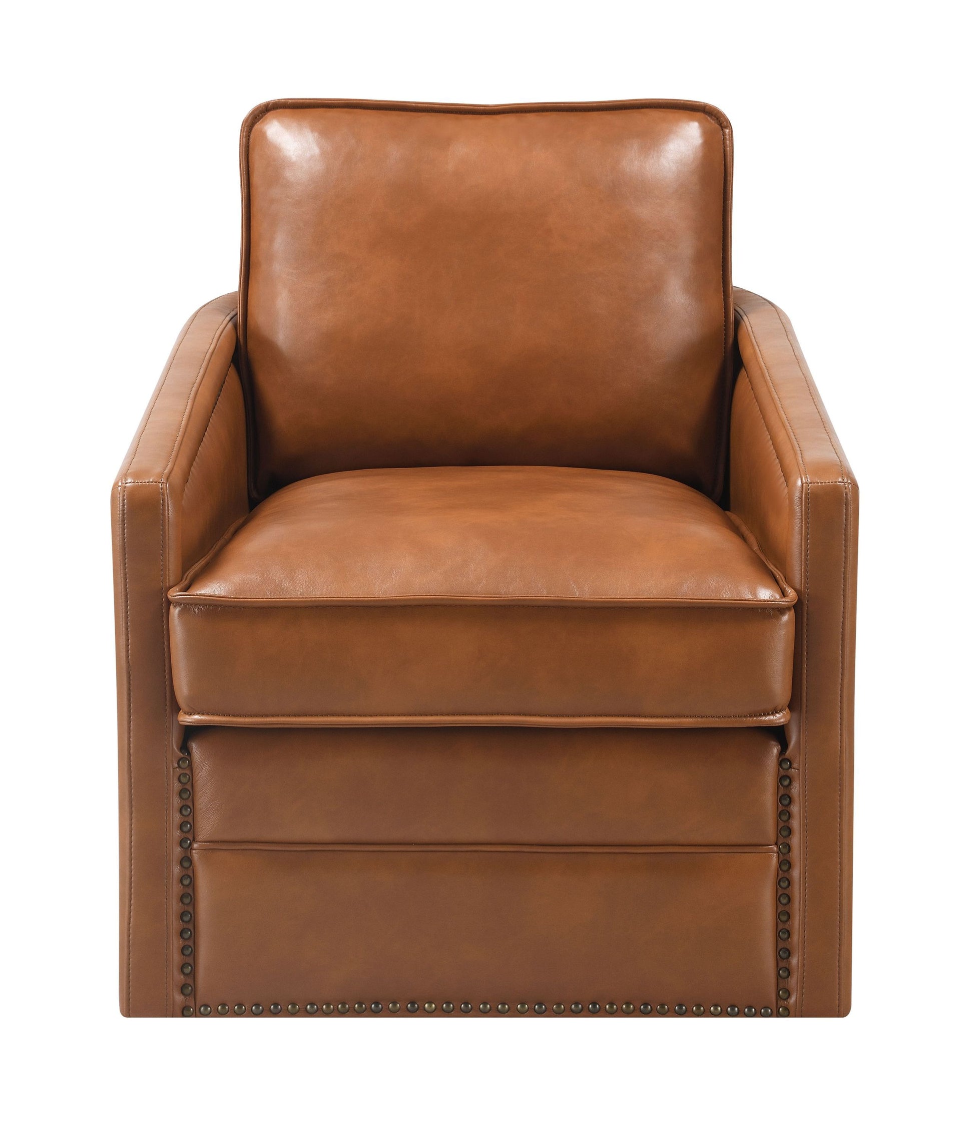 Rocha MCM Square Arm Accent Swivel Chair, Brown or Black Leather Aire - Revel Sofa 