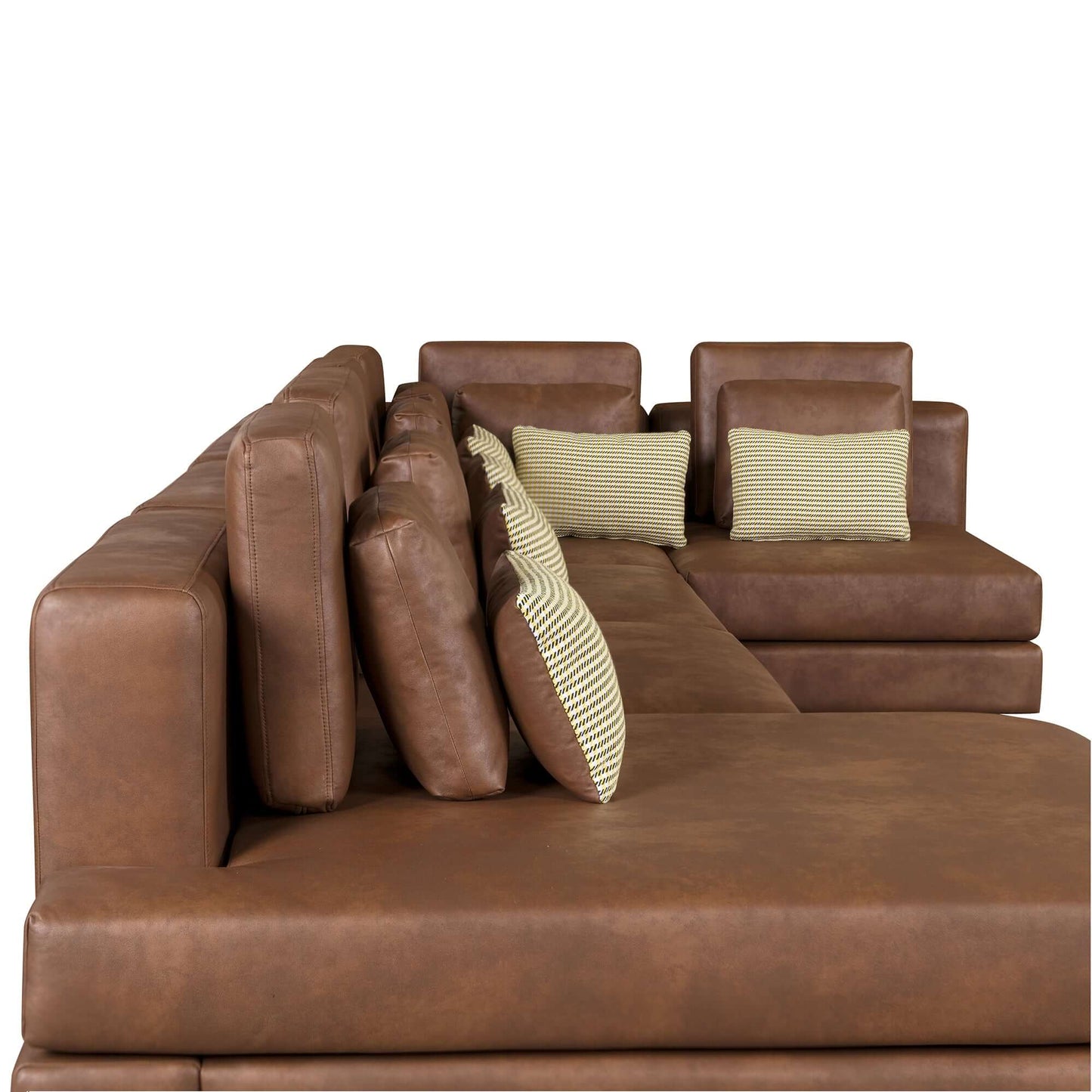 Modular Corner Sectional Sofa with Movable Ottoman in Brown or Black (113")