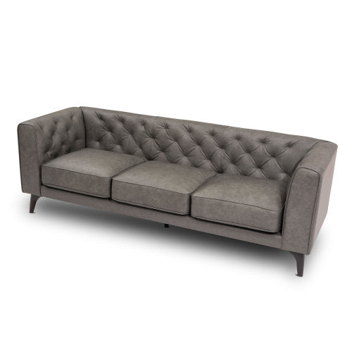 MCM Tufted Leather 3 Seat Sofa 92" (3 Colors)