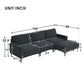 MCM Velvet Sectional Sofa with Ottoman in Gray or Black 104"