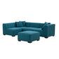 Modular Tufted 5pc. Sectional Sofa with Ottoman Fully Customizable, Green or Blue 140" - Revel Sofa 