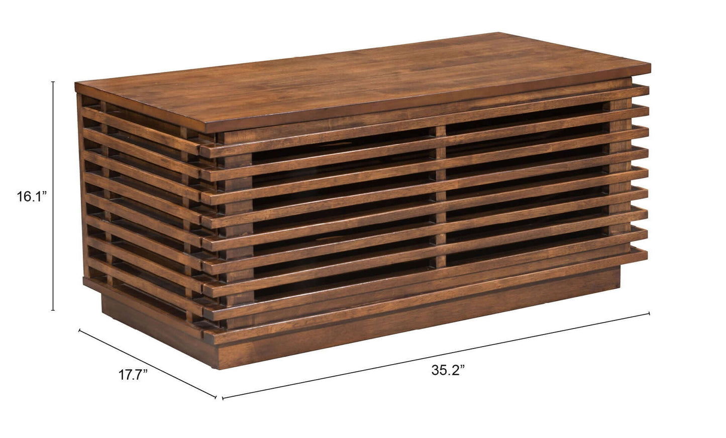 Linea Slatted Solid Wood Entertainment Stand, Walnut 35" - Revel Sofa 