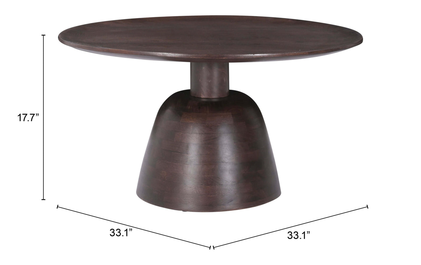 Lucena Solid Wood Round Minimalist Coffee Table, Bronze 33" - Revel Sofa 