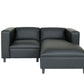 Black Faux Leather Modern L-Shaped Chaise Sofa 84" - Revel Sofa 