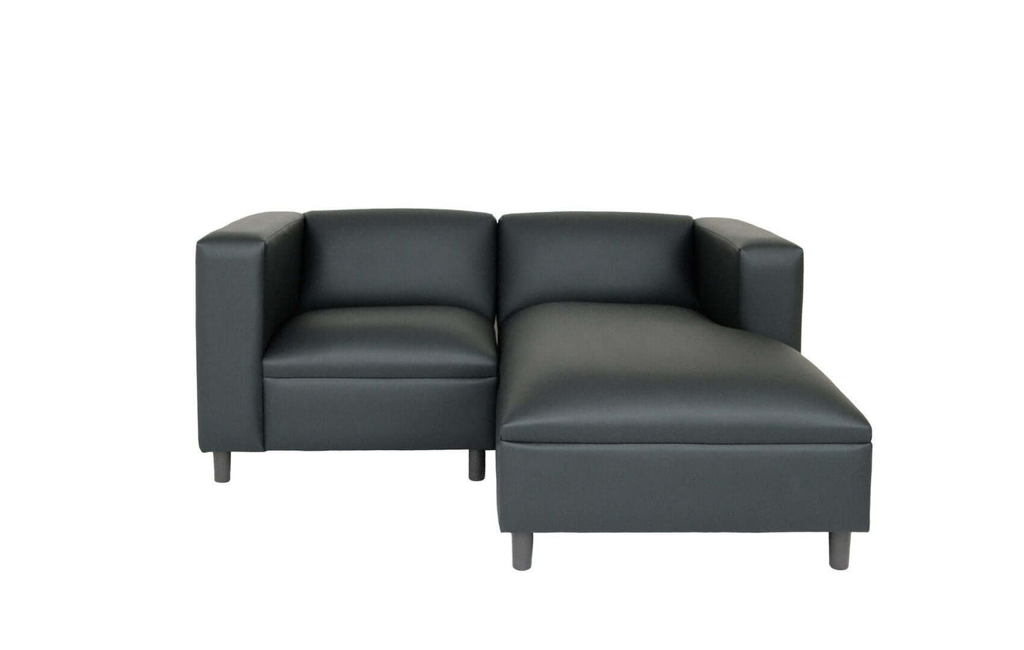 Black Faux Leather Modern L-Shaped Chaise Sofa 84" - Revel Sofa 