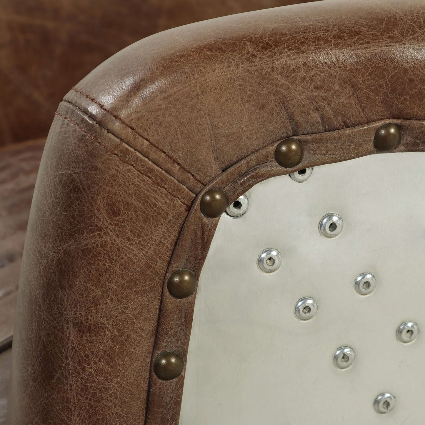 Brancaster Retro Loveseat Sofa in Top Grain Leather & Aluminum 50" - Revel Sofa 