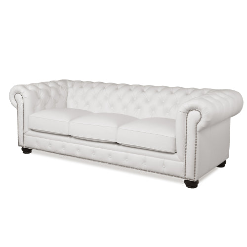 Classic Chesterfield Tufted Leather Nailhead Sofa 95" (5 Colors)