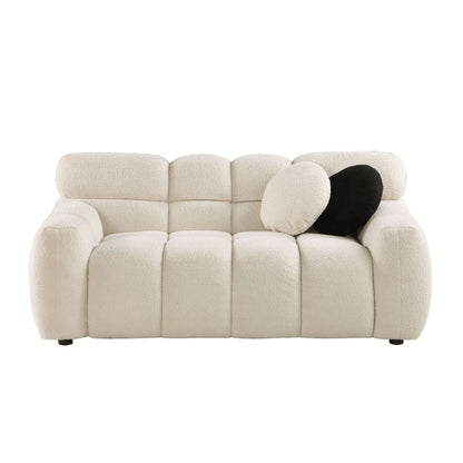 Modern Marshmallow Tufted Boucle Fabric Sofa