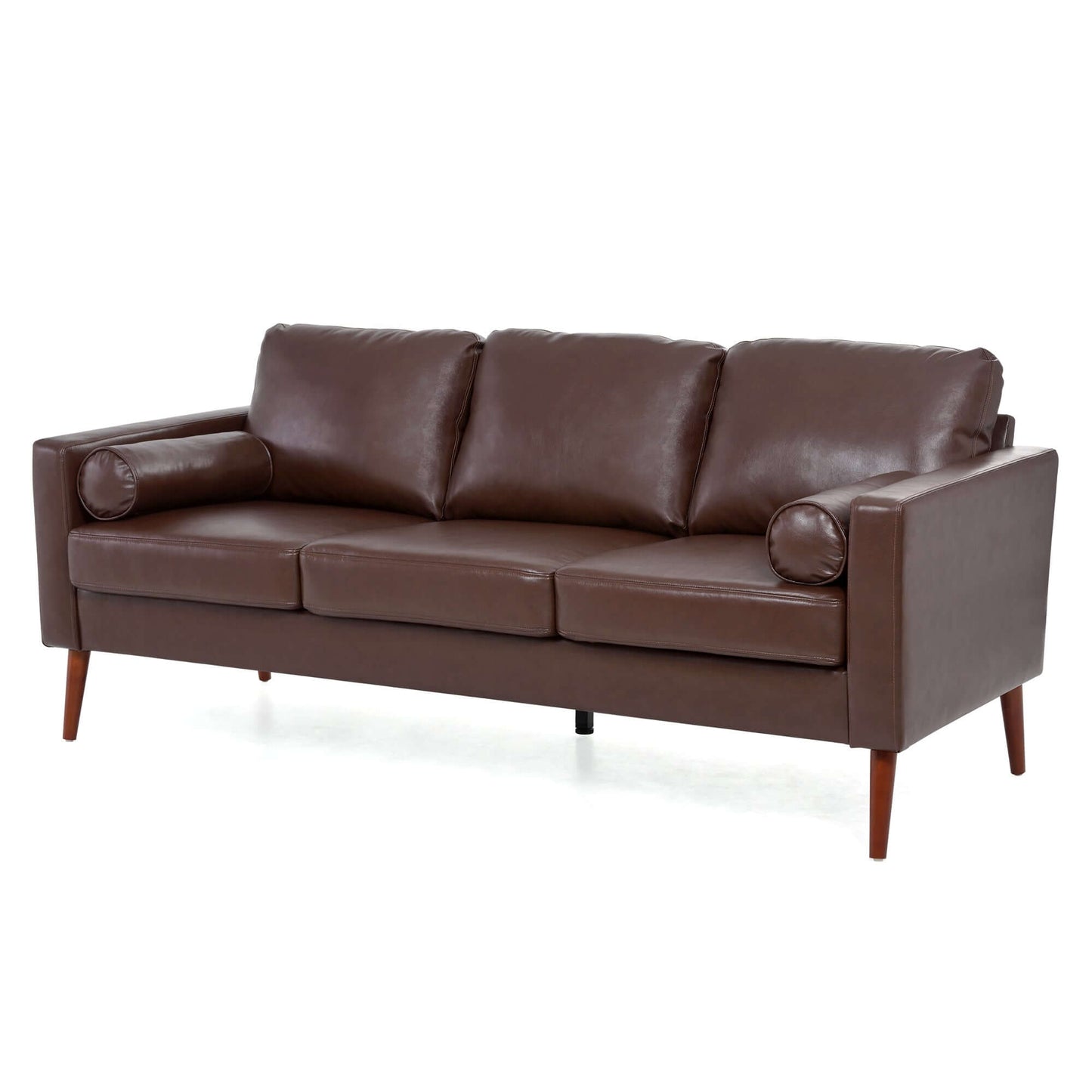 MCM Faux Leather 3 Seat Sofa 77"