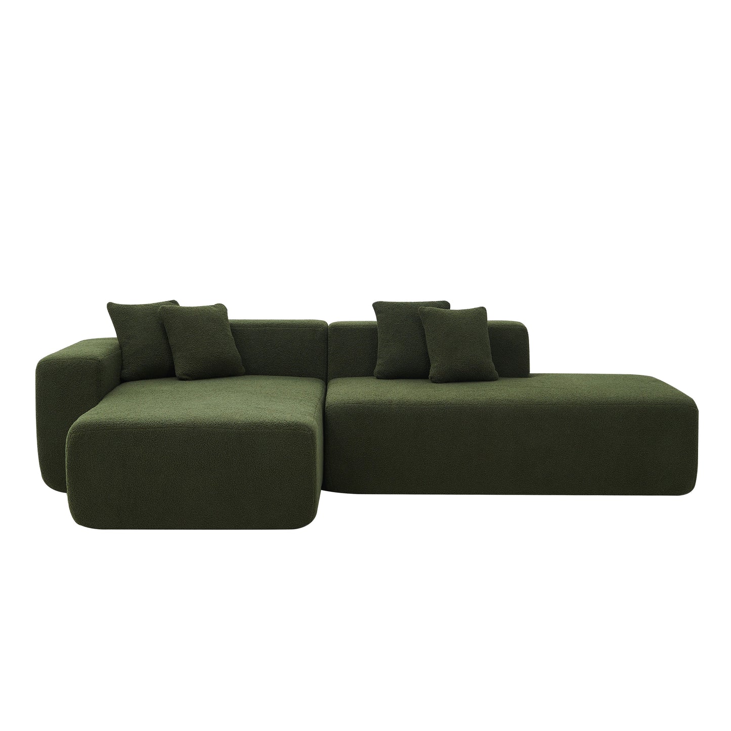 Contemporary Low Profile Sectional Chaise Foam Sofa 105" (3 Colors)