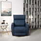 Carson Swivel Glider Recliner Chair in Midnight Blue Linen in a modern living room setting