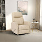 Ivory top grain leather Harlow Swivel Glider Recliner Chair in a modern living room setting, showcasing comfort and style.