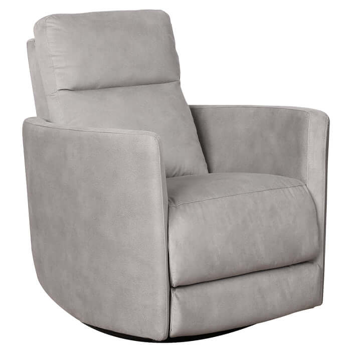 Lawson Swivel Glider Recliner Chair in Gray Latte Linen with modern design and soft, stain-resistant upholstery.