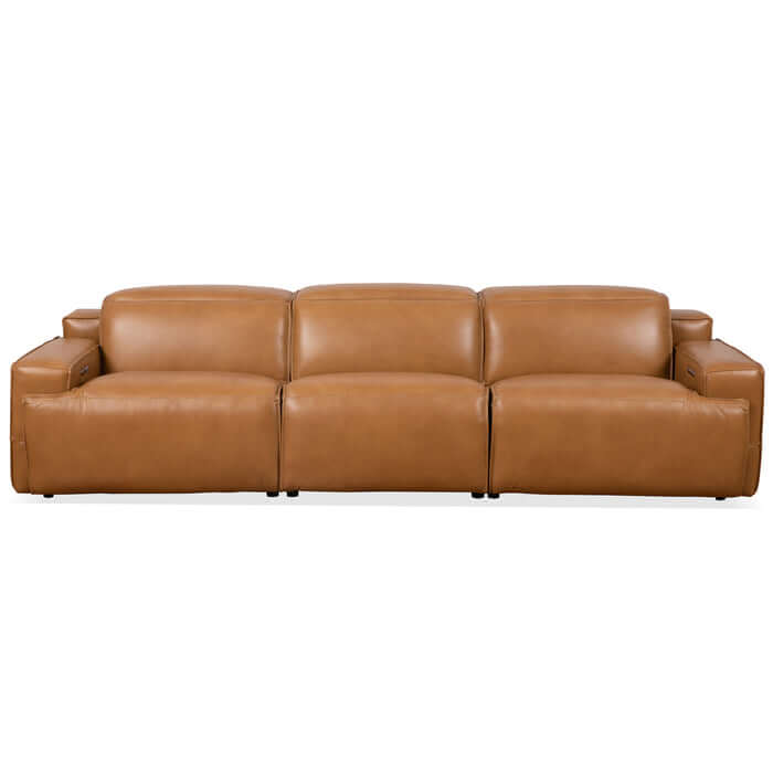 Urbana Modern Power Recliner Convertible Top Grain Leather Sofa 120"