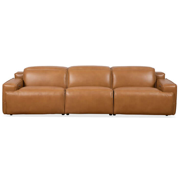 Urbana Modern Power Recliner Convertible Top Grain Leather Sofa 120