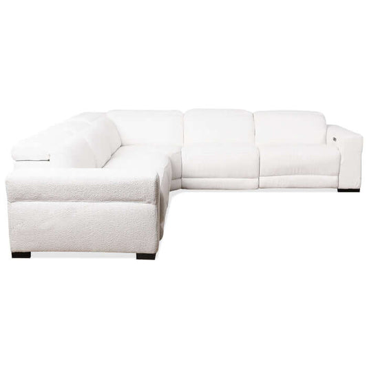 Yohan Convertible L Shape Corner Sectional Sofa in White Boucle 139"