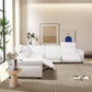 Yohan Convertible L Shape Corner Sectional Sofa in White Boucle 139"