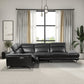 Zander Reclining Black Faux Leather Sectional Corner Sofa 117"