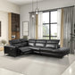 Zander Reclining Black Faux Leather Sectional Corner Sofa 117"