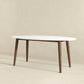 Ada MCM solid wood oval top dining table 67" with mid-century modern design and durable construction in two colors.