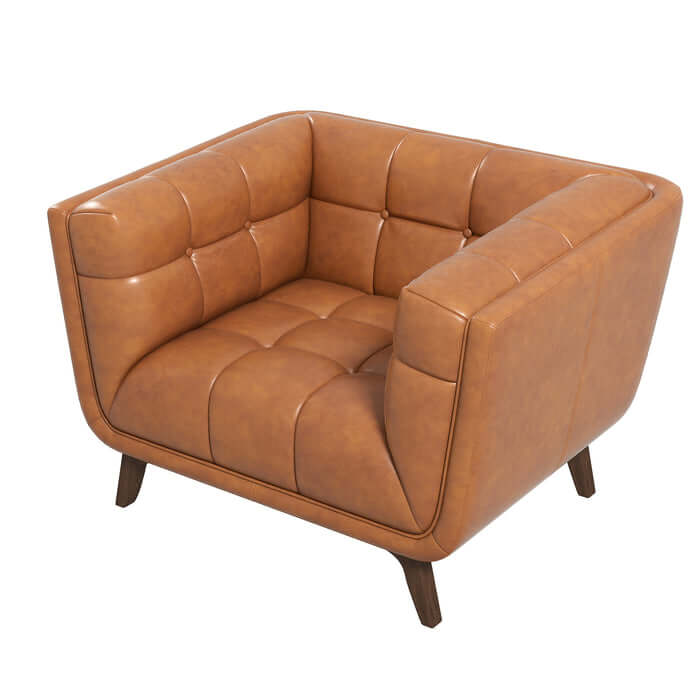 Addison MCM Styled Tufted Leather Lounge Chair with mid-century modern design and vintage flair.