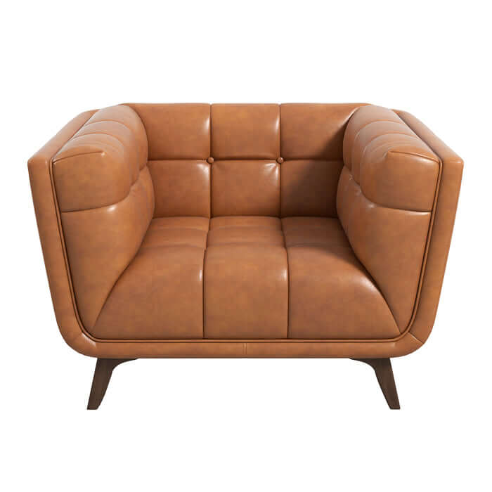 Addison MCM Styled Tufted Leather Lounge Chair with Mid-Century Modern Design