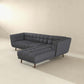 Addison L-Shape Tufted Fabric Sectional Chaise Sofa with Walnut Legs in Dark Gray Upholstery