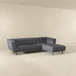 Addison L-Shape Tufted Fabric Sectional Chaise Sofa with Solid Wood Legs in Gray Upholstery