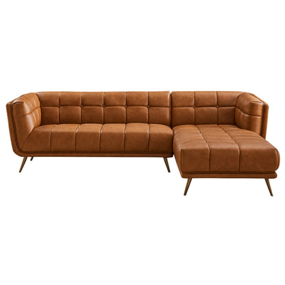 Addison L-Shape Tufted Leather Sectional Chaise Sofa 102.5"