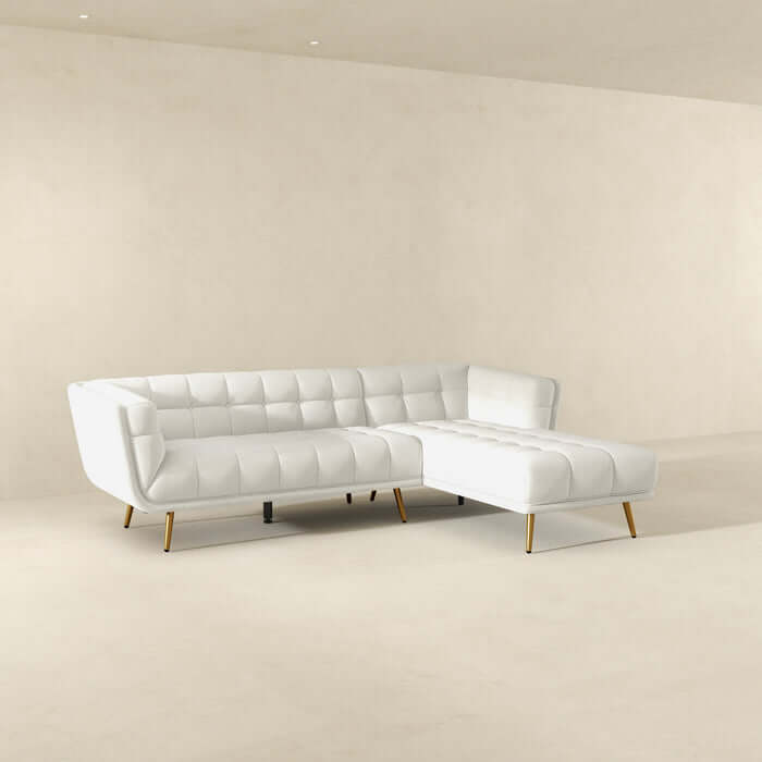 Addison Tufted Fabric L Shape Sectional Chaise Sofa 102.5" (2 Color Options)