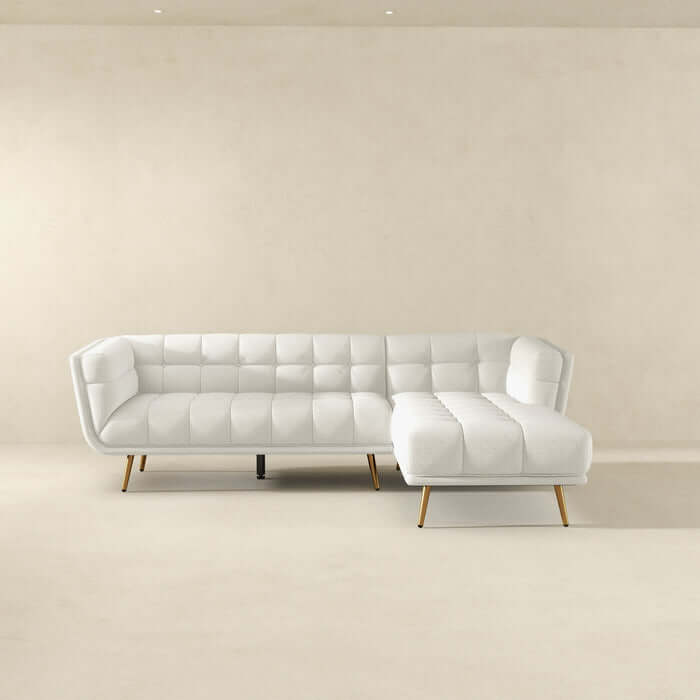 Addison Tufted Fabric L Shape Sectional Chaise Sofa 102.5" (2 Color Options)