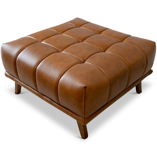 Addison MCM Styled Square Tufted Ottoman (Leather, Linen or Velvet)