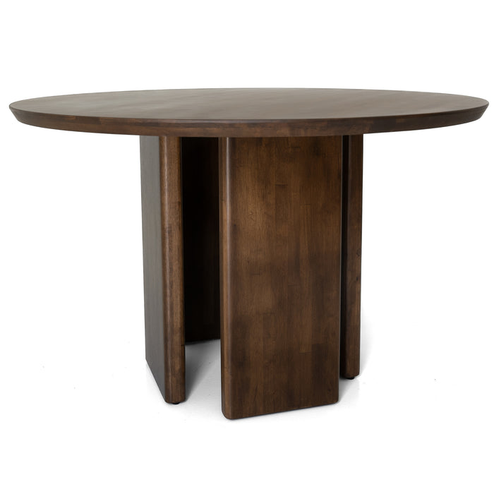 Alden Round Solid Walnut Wood Dining Table 47" with contemporary design and unique wood grain variations