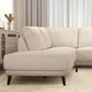 Amara MCM Left Facing Chaise Sectional Sofa in Cream 120" with mid-century modern design and luxurious linen polyester fabric in living room.