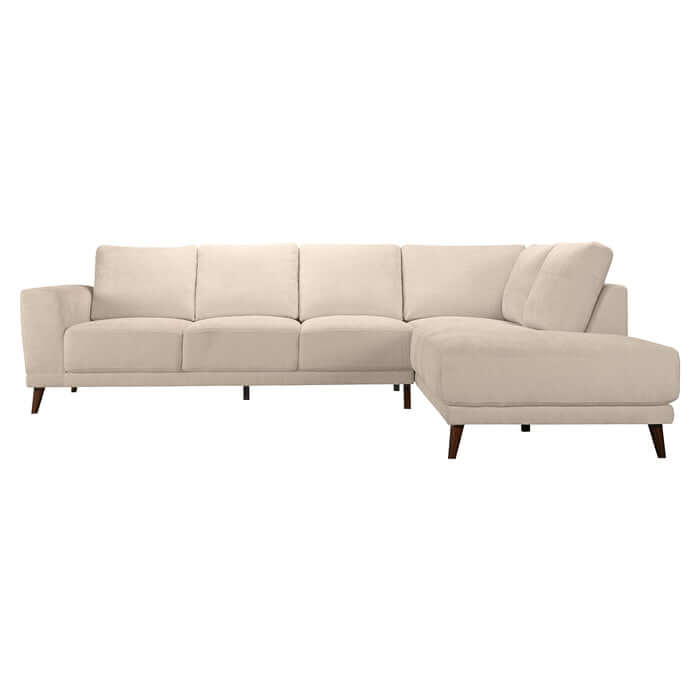 Amara MCM Sectional Chaise Sofa in Cream 120"