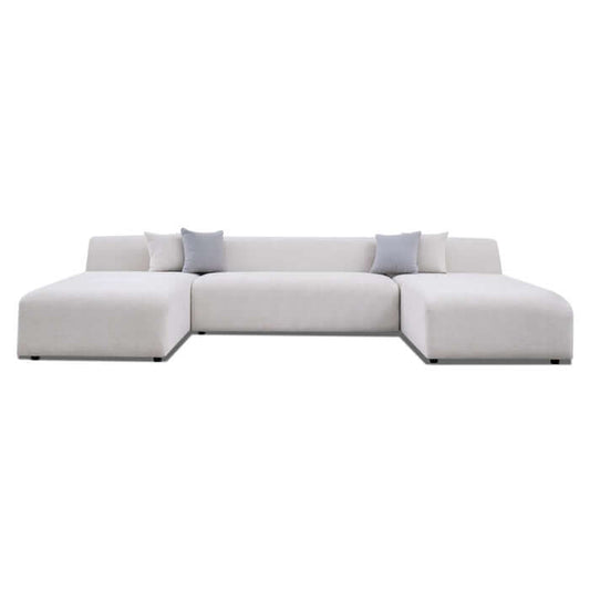 Audrey Modern U Shape Dual Chaise Sectional Sofa in Chenille Fabric 140" - Minimalist design with plush upholstery in neutral color