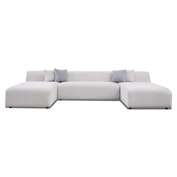 Audrey Modern U Shape Dual Chaise Sectional Sofa in Chenille Fabric 140 - Minimalist design with plush upholstery in neutral color