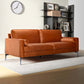 Mid-century modern Axten MCM Orange Velvet Sofa 77" with detachable boxed arms and plush upholstery in a stylish living room.