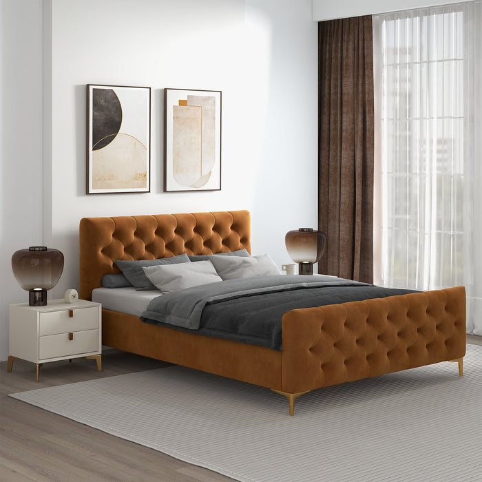 Bailey Velvet Upholstered Tufted Platform Bed Frame