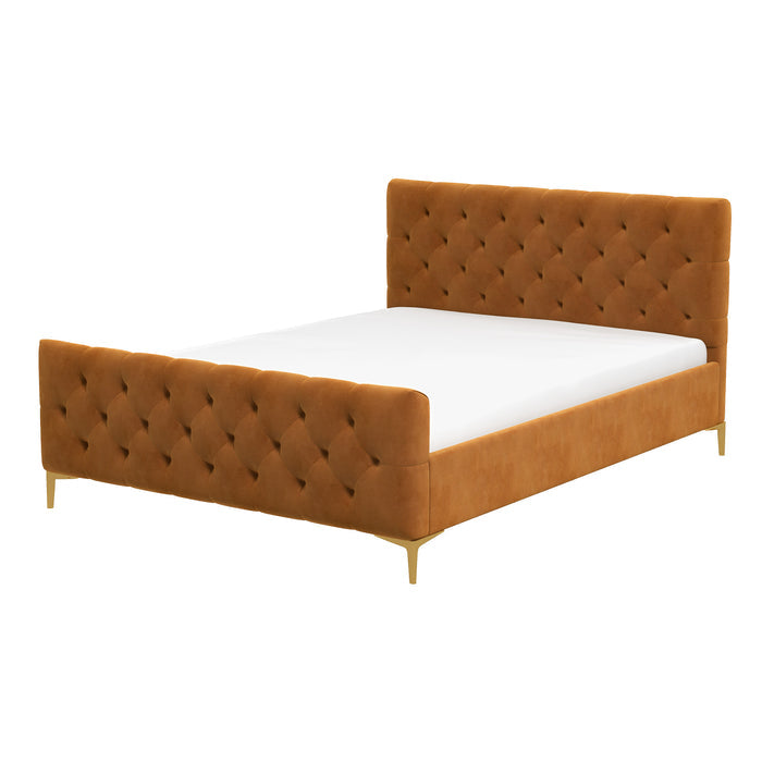 Bailey Velvet Upholstered Tufted Platform Bed Frame