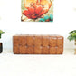 Benjiro Button Tufted Rectangular Leather Ottoman in Mid-Century Modern Design