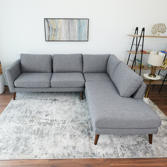 Benson Sectional Sofa w/ Right Facing Chaise Lounge, Gray 97"