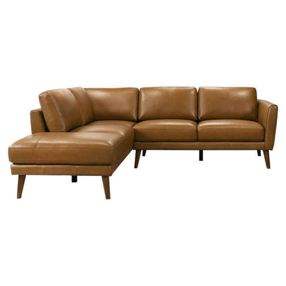 Benson Leather L Shape Sectional Chaise Lounge Sofa 97"