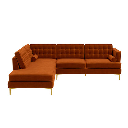 Brooke MCM Tufted Sectional Chaise Sofa 101" (3 Colors)