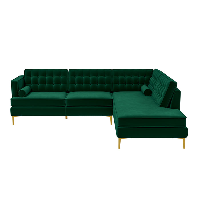 Brooke MCM Tufted Sectional Chaise Sofa 101" (3 Colors)