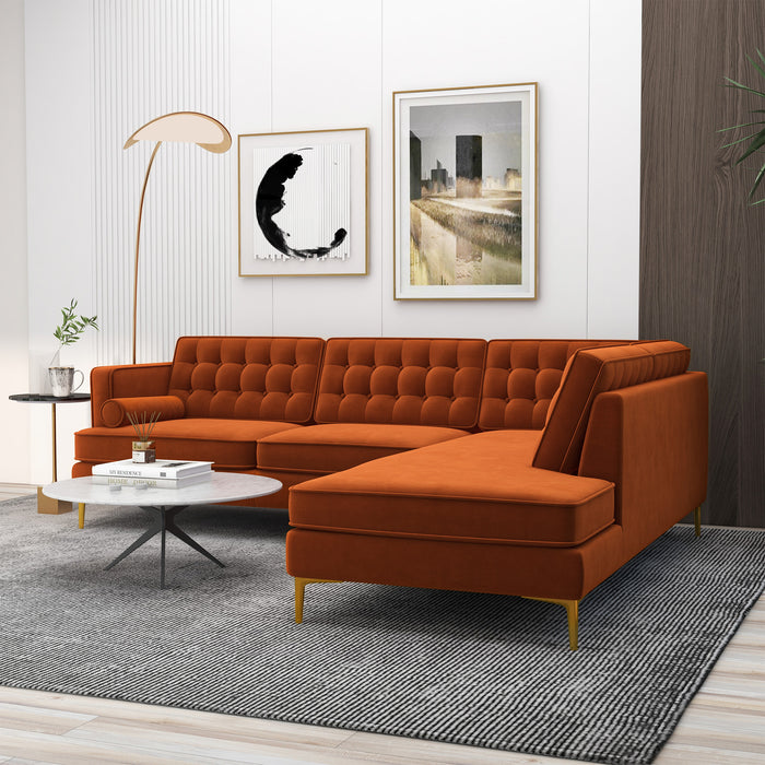 Brooke MCM Tufted Sectional Chaise Sofa 101" (3 Colors)