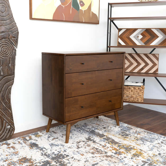 Caroline MCM Solid Wood 3-Drawer Dresser in Mid-Century Modern Bedroom Decor